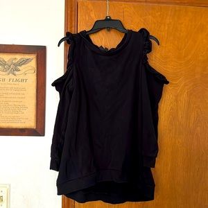Women’s black top, cut -out design sleeves, plus medium (14/16)